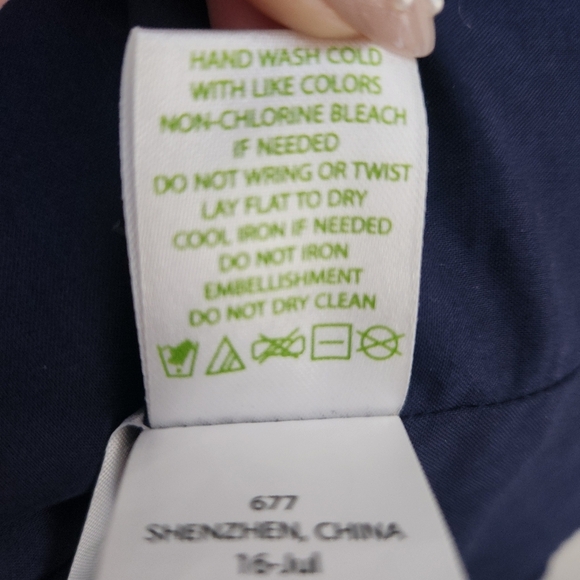 Lilly Pulitzer | Gabby 100% Cotton Beaded Shift Dress True Navy Blue - Size 0 - Picture 12 of 12